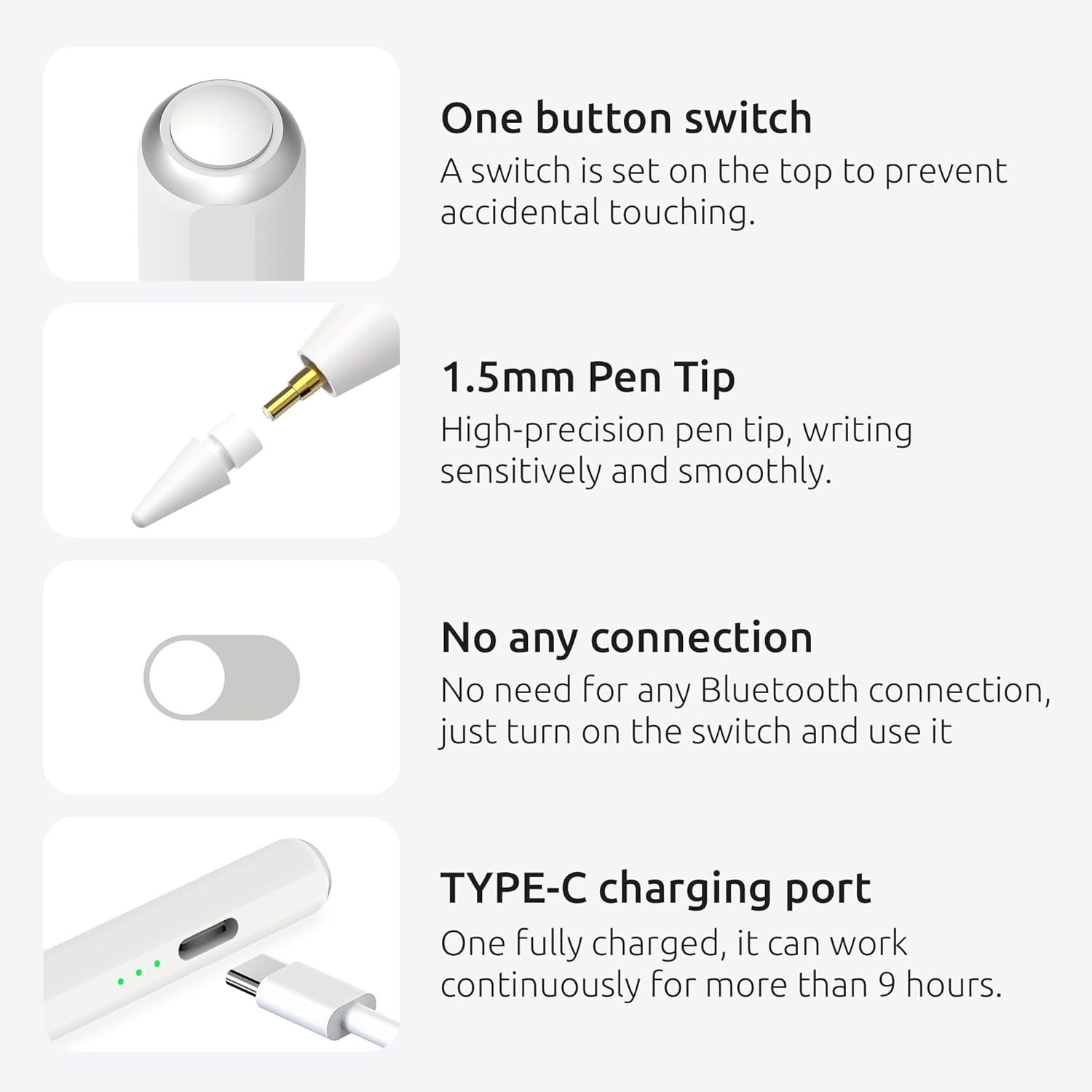 Detalle de OASO iPad Pen with Palm Rejection & Tilt – Compatible with iPad 2018-2024 (All Generations)
