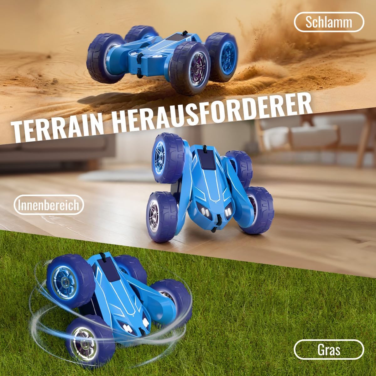 Thumbnail 2 de Ferngesteuertes Auto „Exklusiv“ mit Dual-USB-C Direktladung, 2,4G 360° Stunts und LED-Licht, 4WD (für 3–12 Jahre)