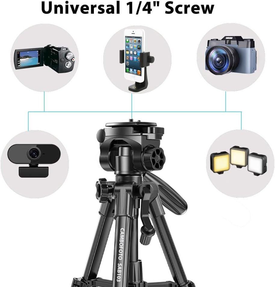 Detalle de CAMBOFOTO SAB103 Camera Tripod with 3-Way Pan Head and Quick-Release Plate
