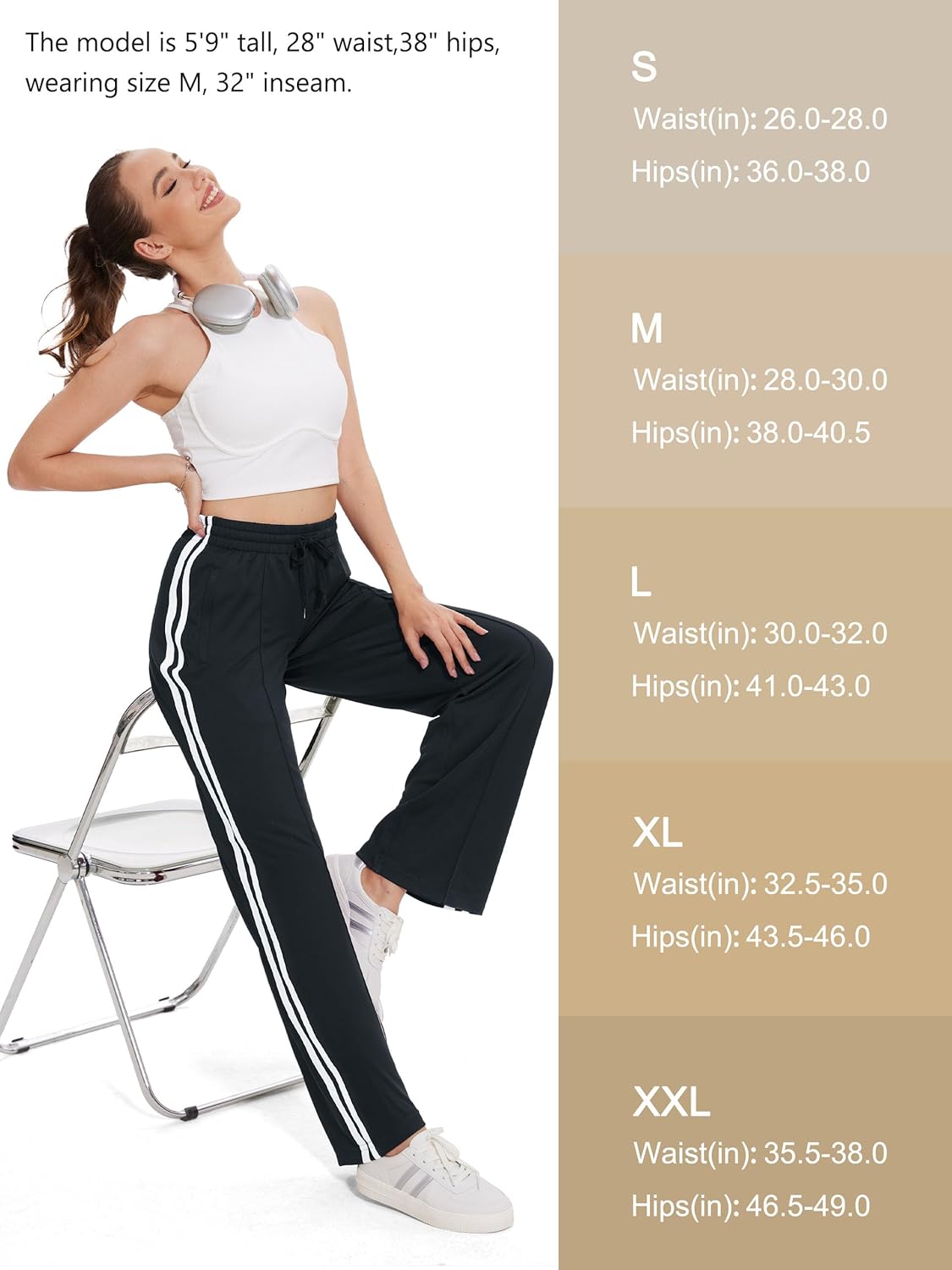 Thumbnail 5 de Tapata Women's Track Pants Inseam 28/30/32/34 Loose Straight Leg Joggers 🏃♀