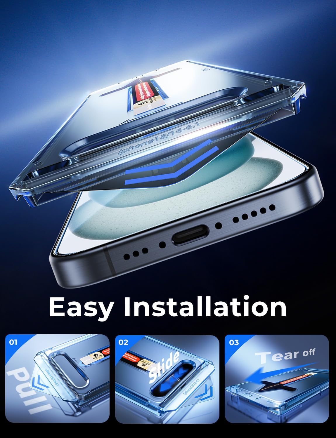 Detalle de MAGIC JOHN iPhone 15 screen protector 2-pack