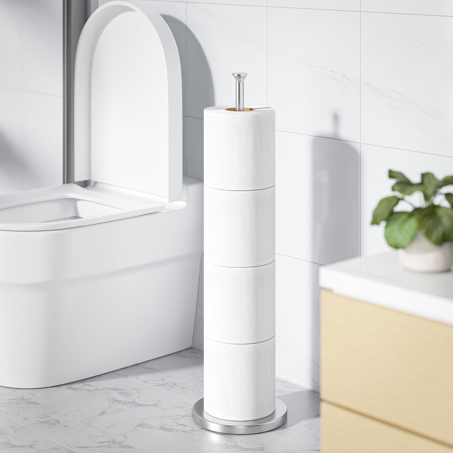 Thumbnail 6 de Toilettenpapierhalterständer mit Reservefunktion aus Edelstahl – freistehend, für 4 Rollen