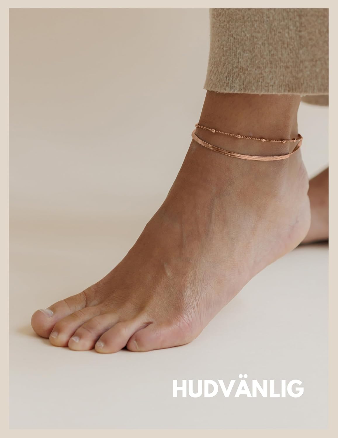 Detalle de Justerbar flerradig fotboja med ormkedja, vattentät i guld, silver eller roséguld