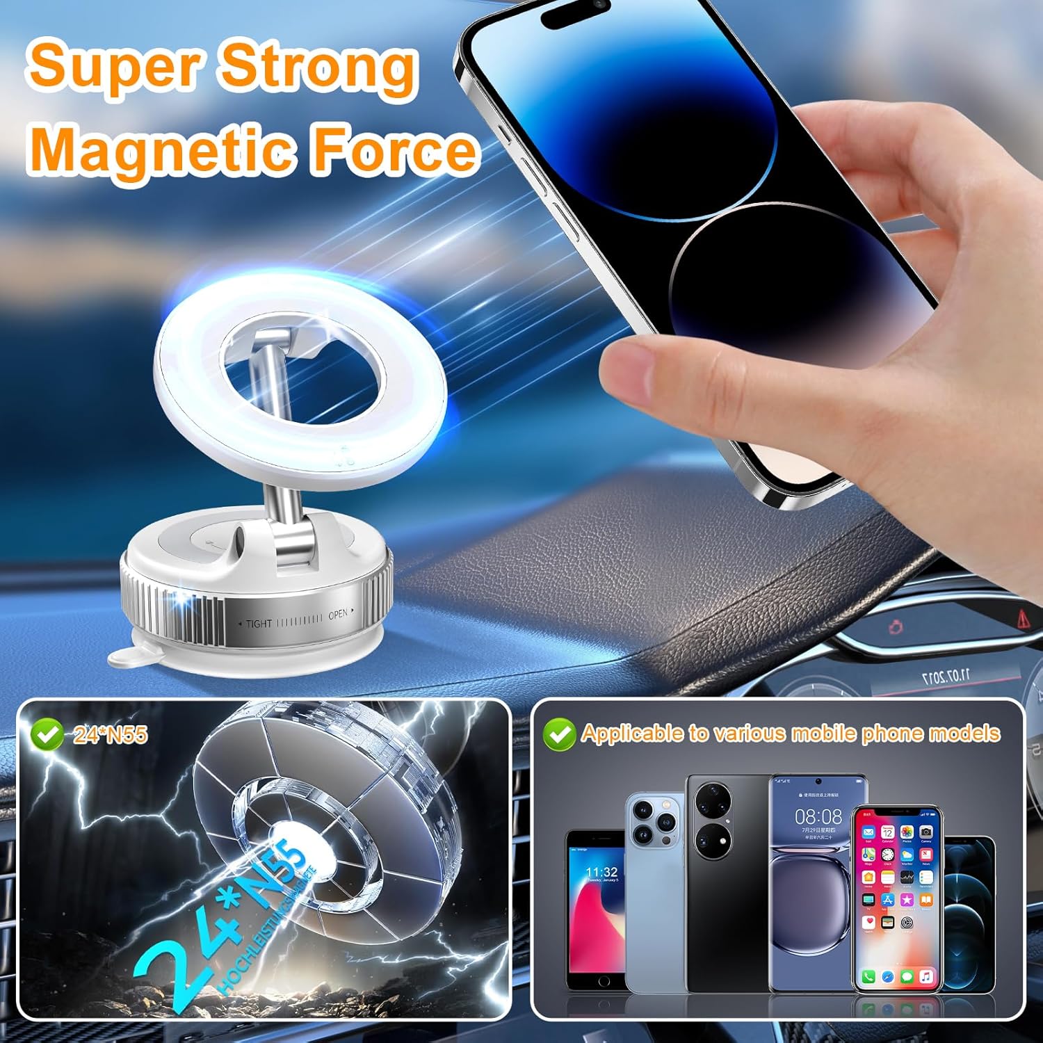 Thumbnail 4 de Astriva Maglock Vacuum Magnetic Phone Mount: 360° Rotating Car Holder with Ultra-Foldable Design