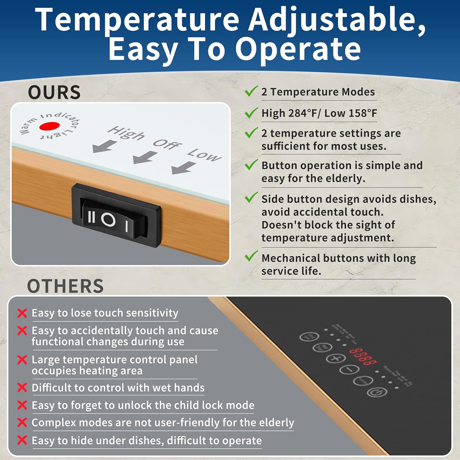 Thumbnail 5 de Warming Trays for Buffets Party (31.5"x11.8") with Thermostat – Electric Food Warming Mat for Countertop