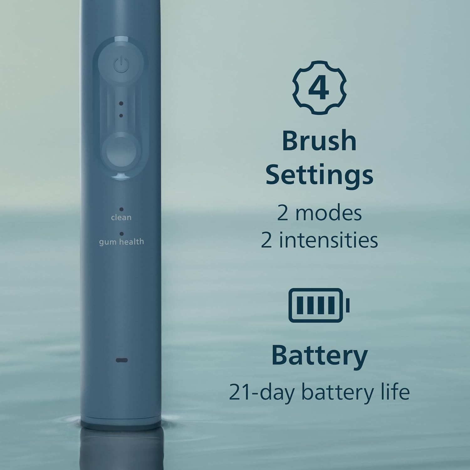 Detalle de Philips Sonicare 4100 Series Electric Toothbrush HX4046/48 (Marine Blue) – Balanced sonic cleaning with pressure sensor