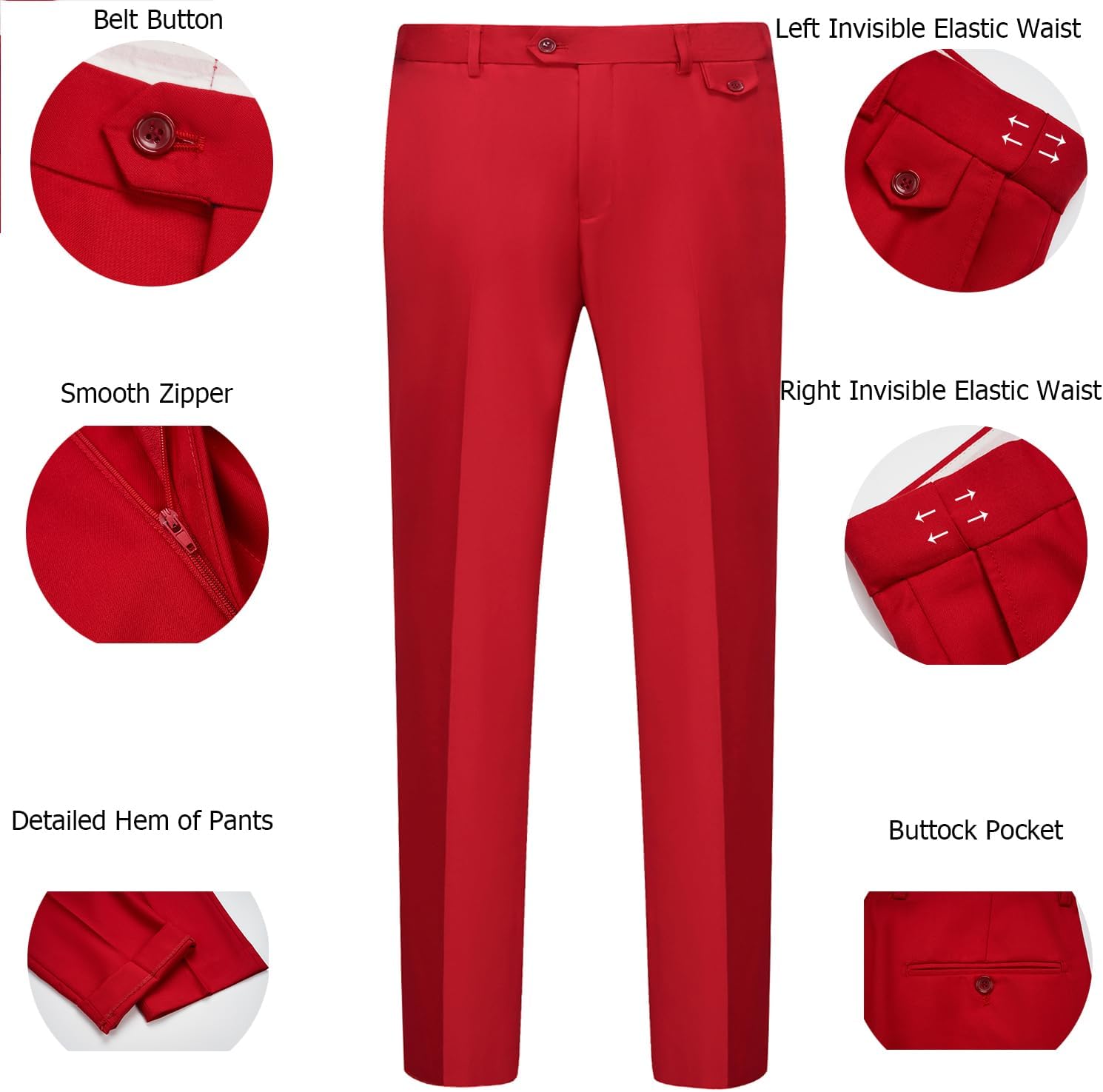 Detalle 1 de WULFUL Men’s 3-Piece Slim Fit Suit Set (Two-Button Blazer, Vest, Pants)