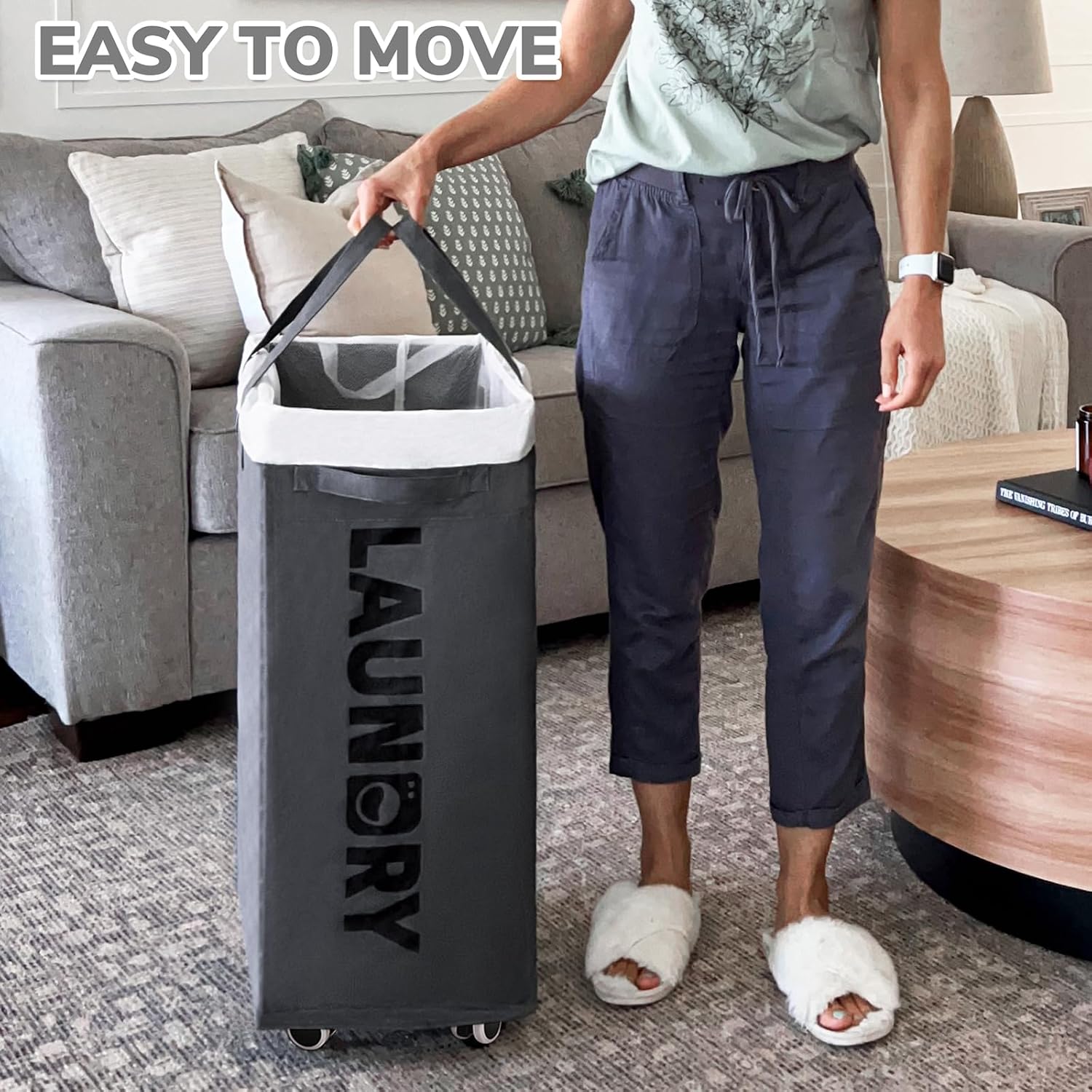 Thumbnail 5 de CHICVITA Rolling Laundry Basket 75L