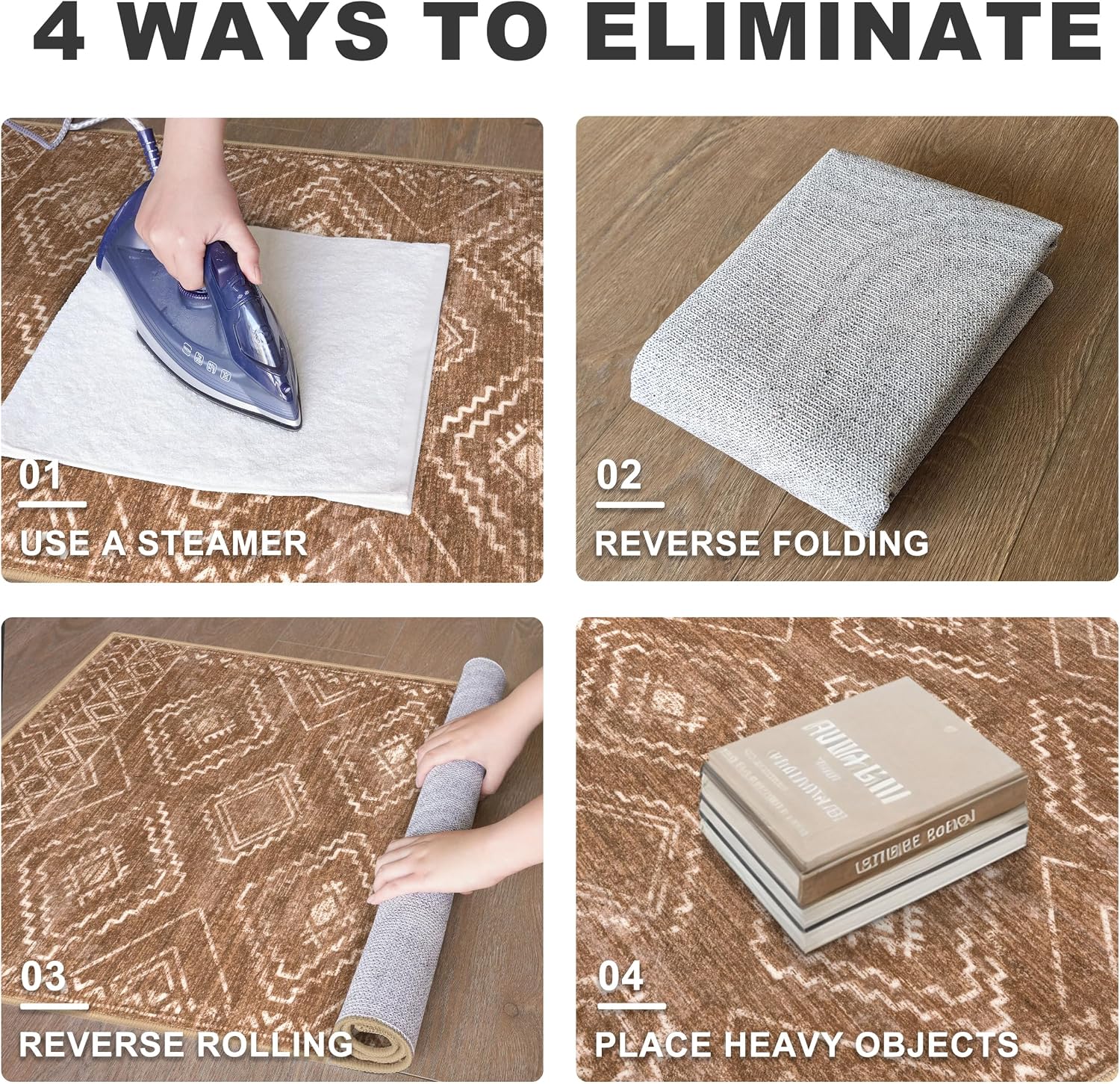 Detalle 1 de KILOCOCO Rug 2' x 3' Washable Indoor Doormat, Mocha Brown Geometric