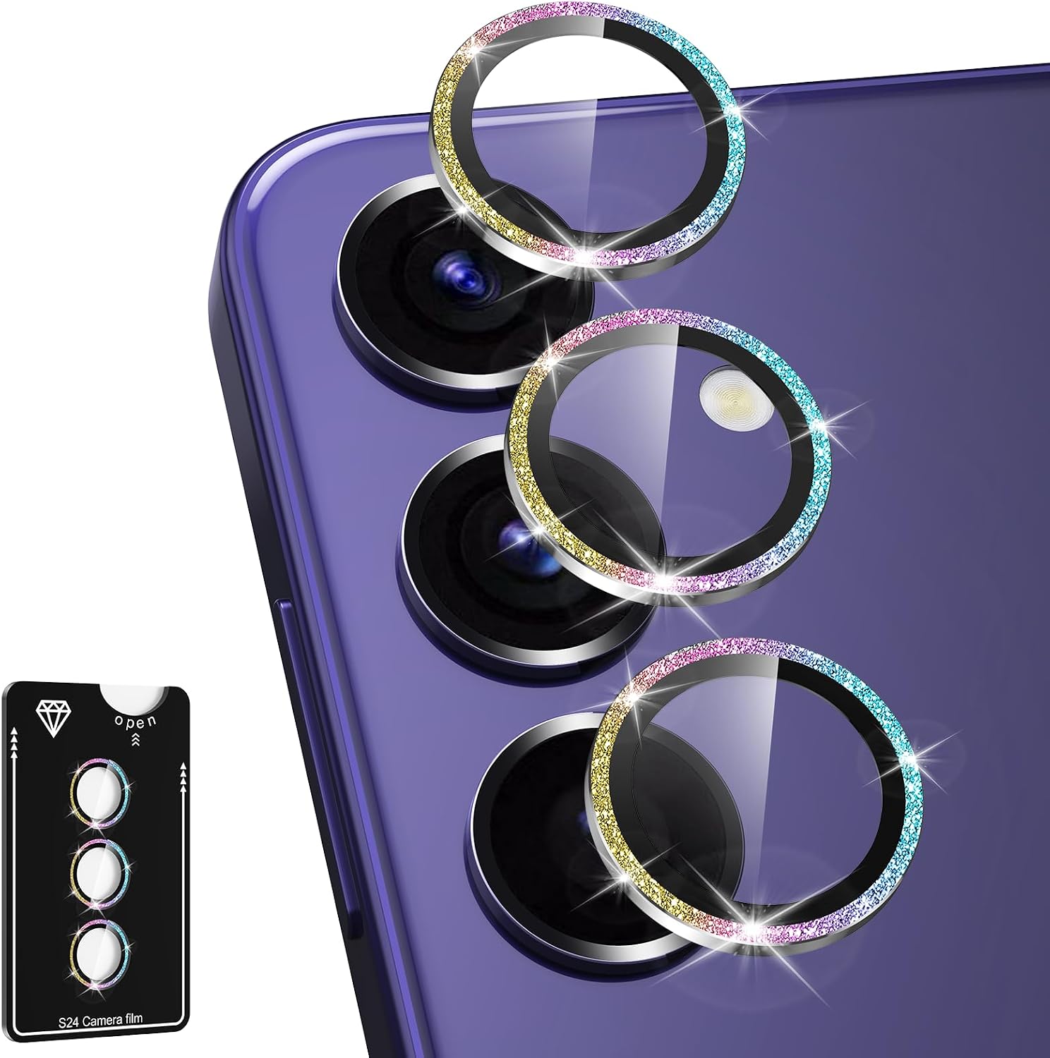 Detalle de Avocase BTS0159-04 Camera Lens Protector for Galaxy S24 Plus, 9H Glass