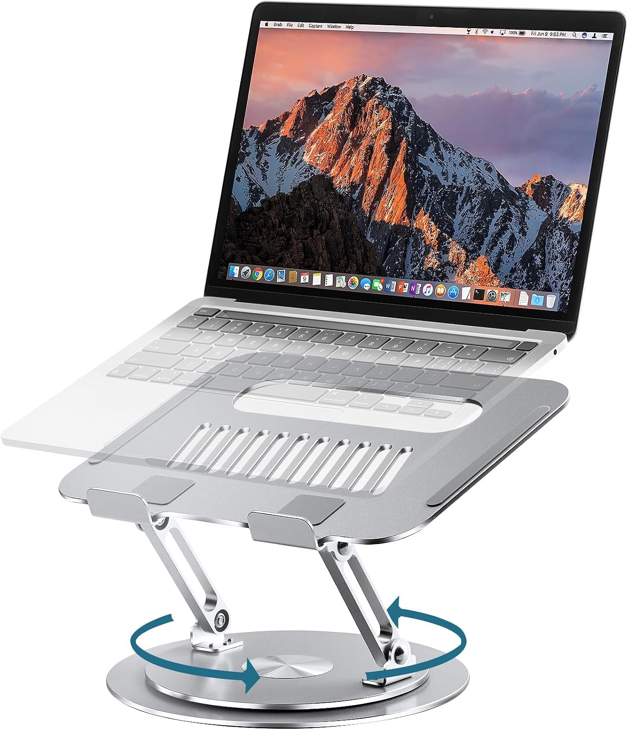 Detalle de Lifelong 360° Rotating Adjustable Laptop Stand, Foldable Silver Riser
