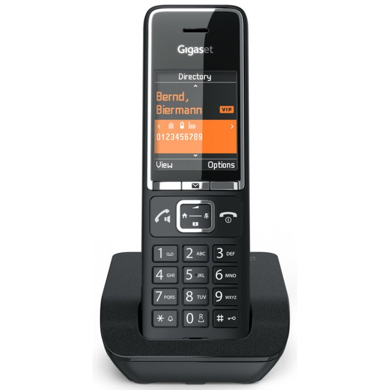 Detalle de Gigaset Comfort 550 Iberia: Teléfono inalámbrico DECT negro para casa y escritorio