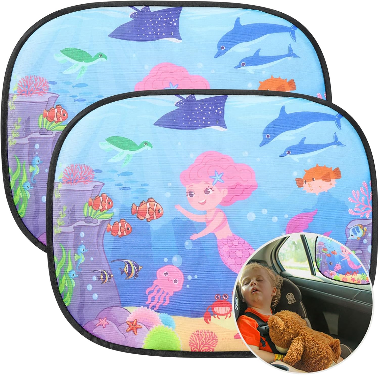 Thumbnail 6 de URAQT Car Sun Cover (Sirena) – 2 x 44x36 cm Rear Window Sunshades for Babies and Pets