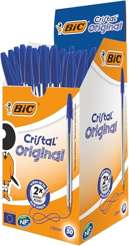 Detalle de BIC Cristal Original Stylos-Bille Pointe Moyenne 1,0 mm Bleu | Boîte 50
