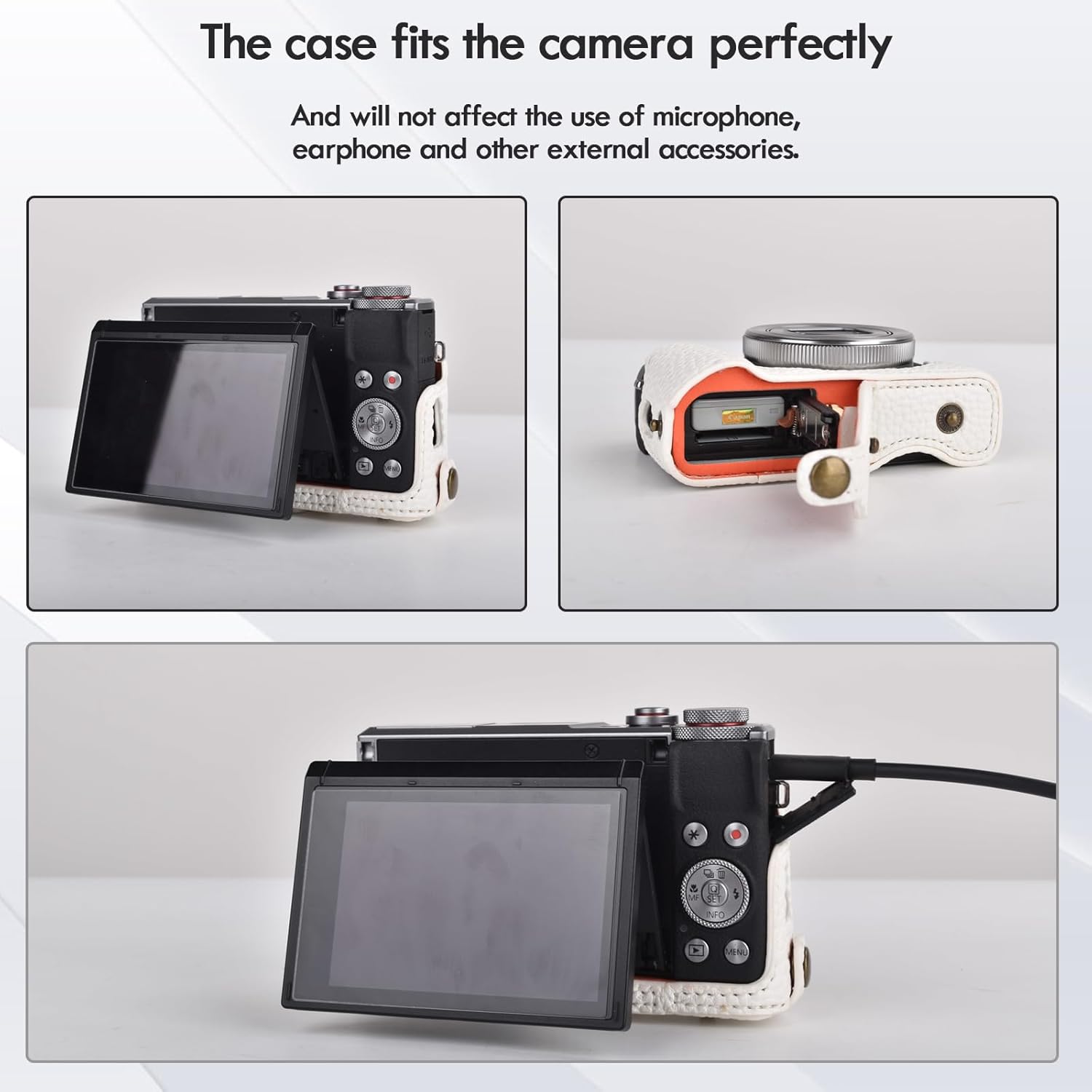 Detalle de Rieibi G7 X / G7X II / G7X III Case: Vintage Leather Camera Case for Canon PowerShot G7X Series