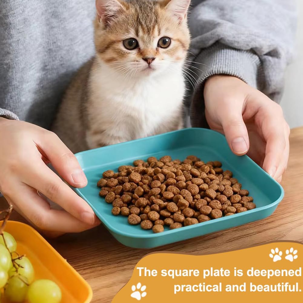 Detalle de Tharvolex 6 Pcs Cat Bowls – Shallow, Whisker‑Friendly Plastic Dishes for Small Cats