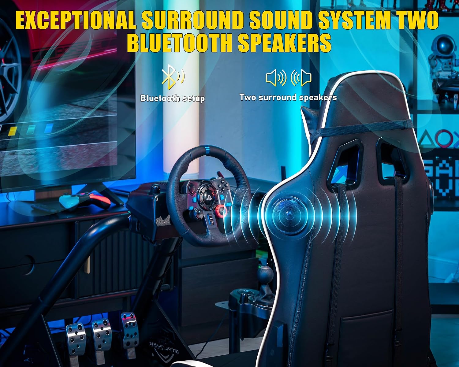 Thumbnail 6 de GTPLAYER Simulatore di Guida: Sedile di Simulazione con Altoparlanti, Supporto per Volante e Pedaliera