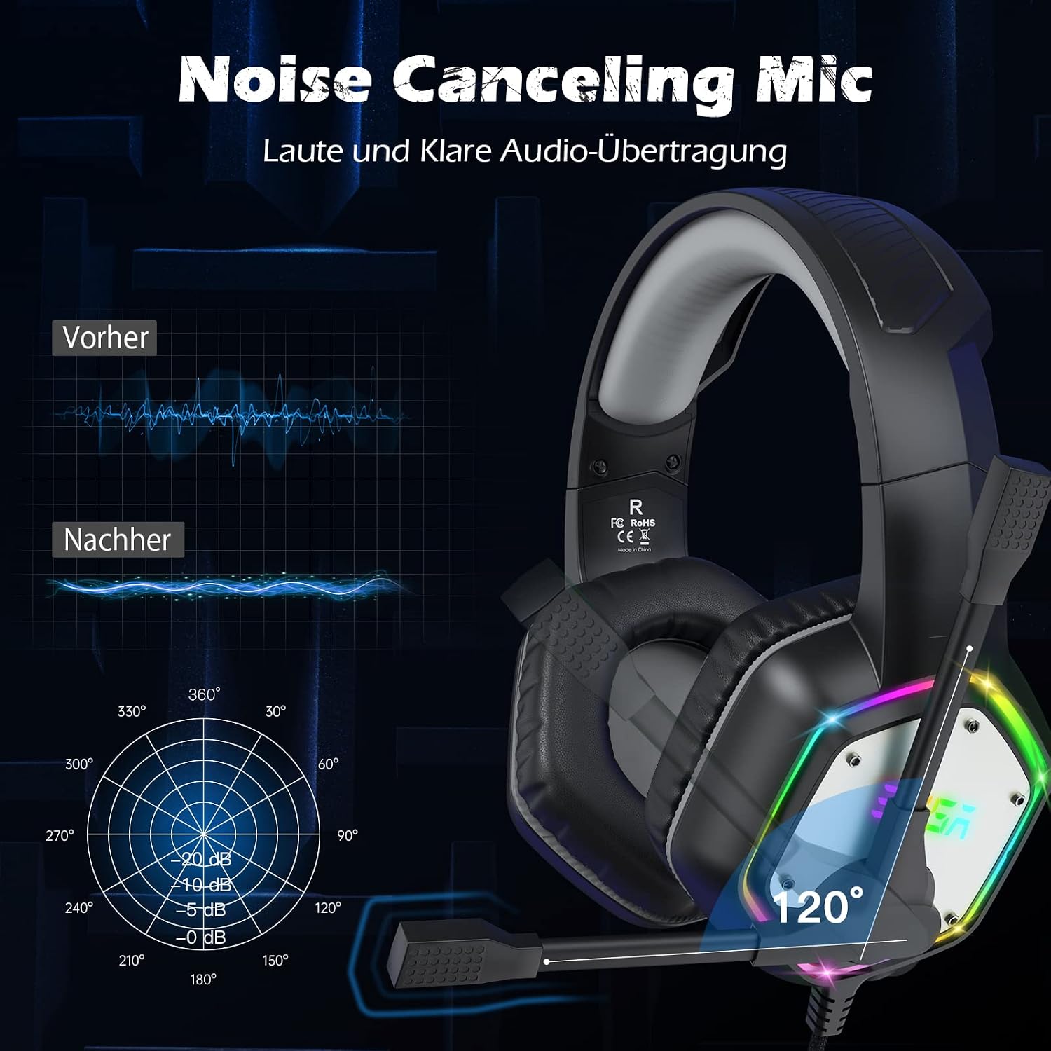 Detalle de EKSA E1000 Cuffie gaming USB 7.1