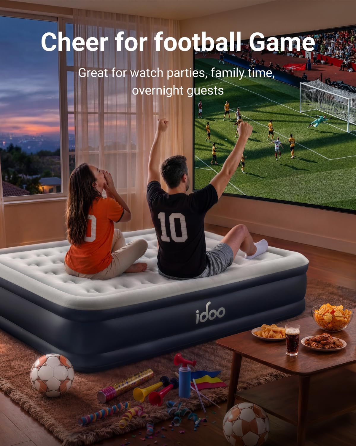 Thumbnail 4 de iDOO King Size Inflatable Air Mattress with Built-In Pump