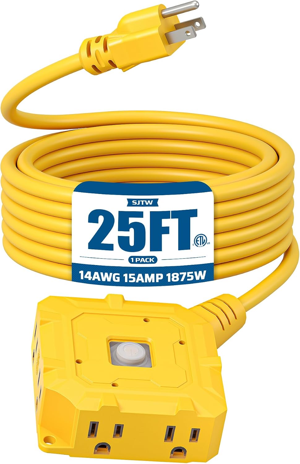 Detalle de DEWENWILS DL-31C 25 ft Outdoor Extension Cord, 6 Outlets, 14/3 SJTW
