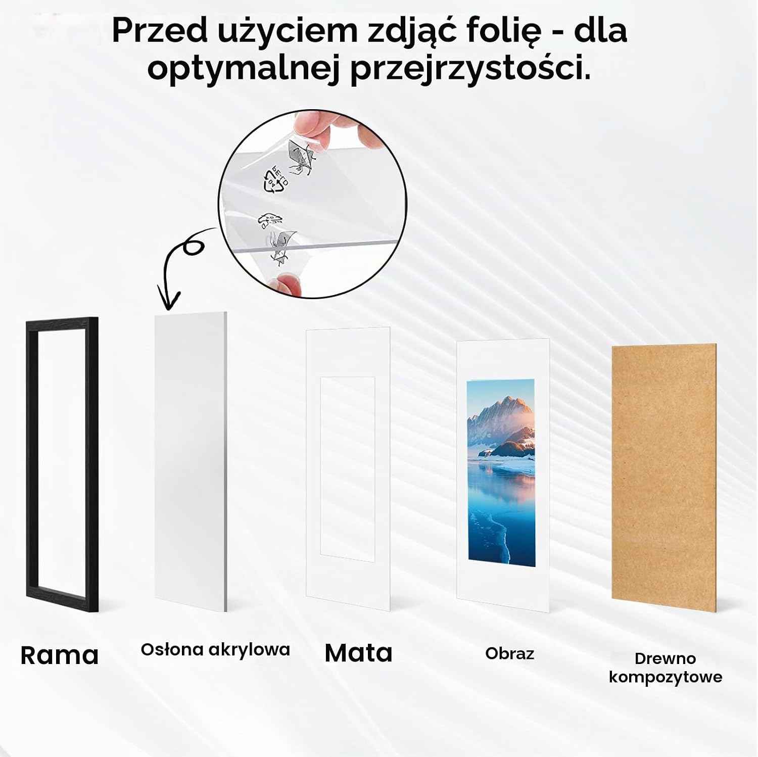 Detalle de DTXDTech ramka na zdjęcia 30 × 40 cm z litego drewna, czarna, z osłoną akrylową