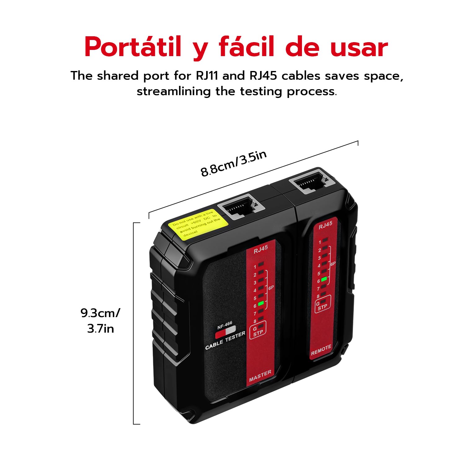 Detalle 2 de Mcbazel Tester para Cables RJ11 RJ45 60V