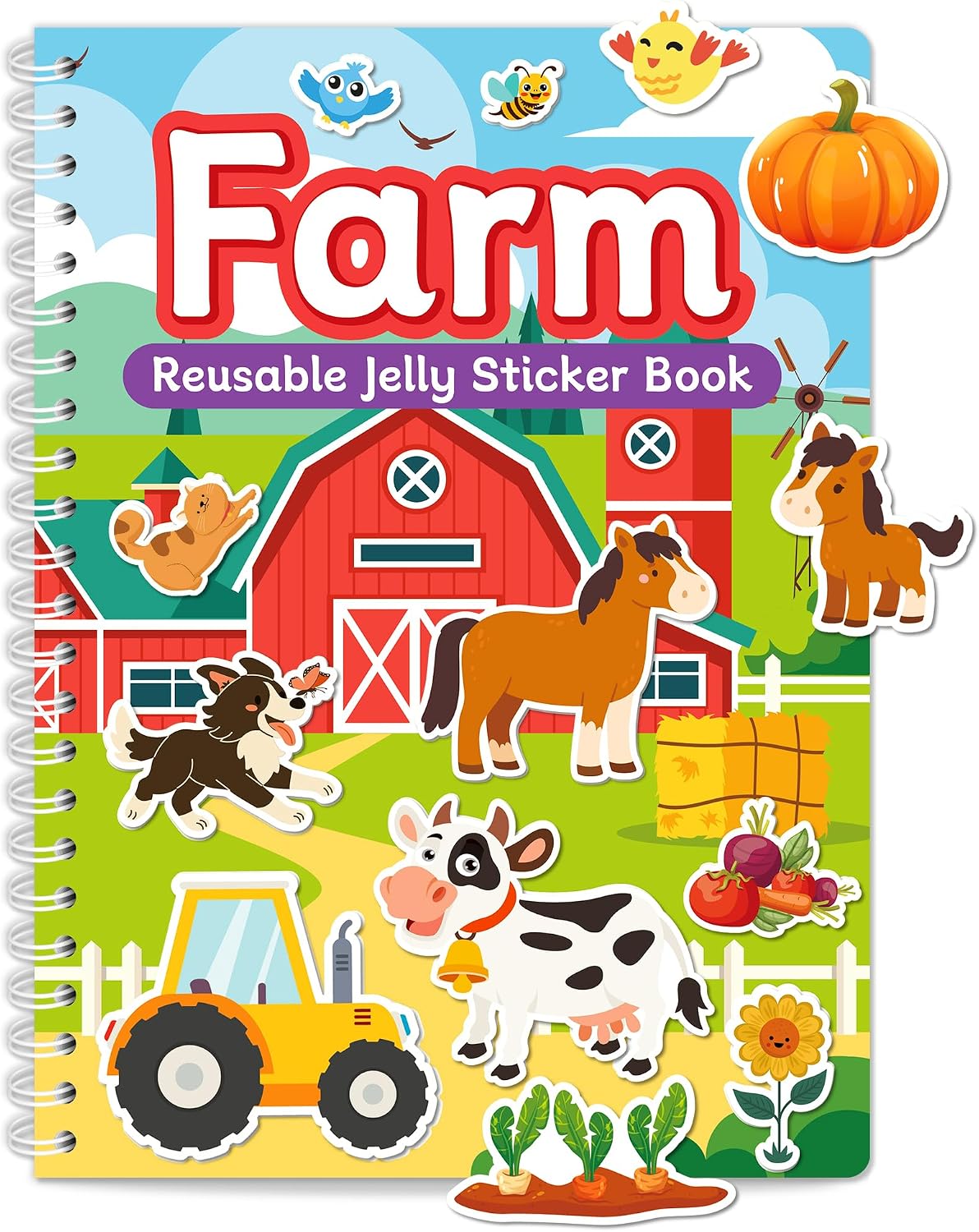 Detalle de Zartores Sticker Book Reusable Farm Jelly Sticker Activity Book, 7 Scenes