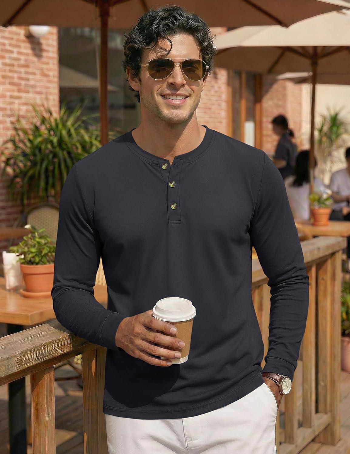 Thumbnail 2 de MAGNIVIT Men's Long Sleeve Henley Shirt 2025