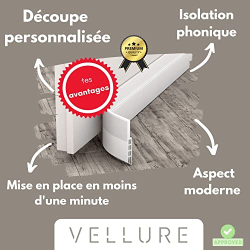 Detalle de Vellure Bas de porte anti-courant d'air et étanchéité – nouveau bas de porte isolant, blanc