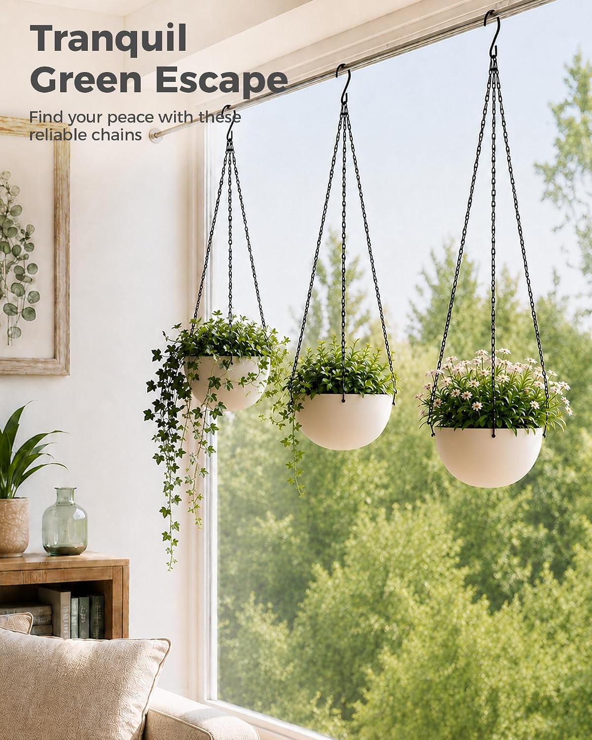 Thumbnail 6 de Bamworld XGS01-HS-3PCS 18-Inch Black Hanging Chains, 3-Pack for Planters