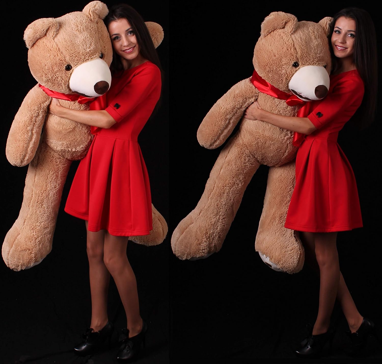 Detalle 2 de MAKOSAS teddybeer 130 cm, bruine pluche knuffel van polyester