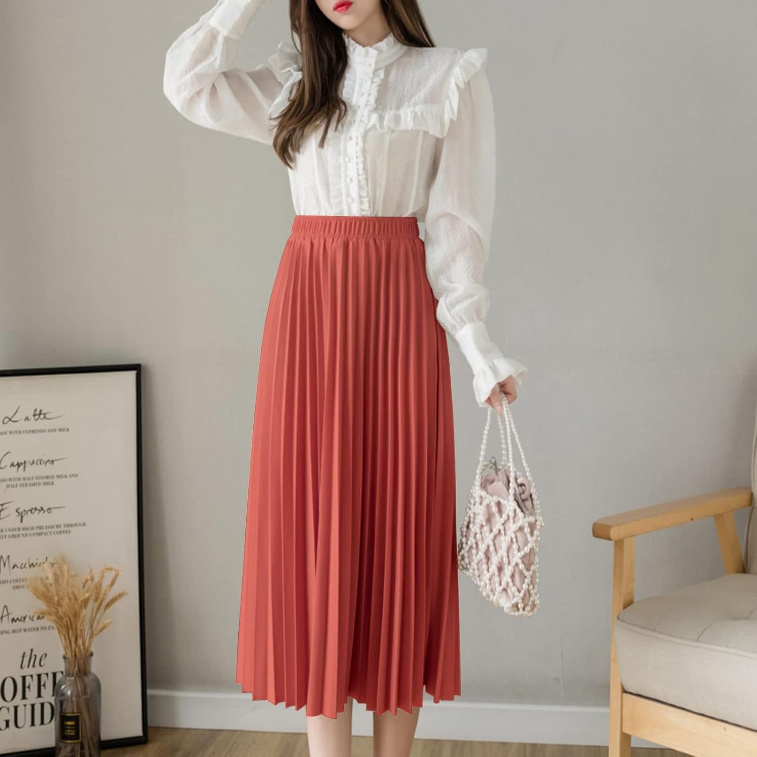 Thumbnail 1 de Velinsak Pleated Women's Skirt, High-Waisted A-Line Midi-to-Max Length