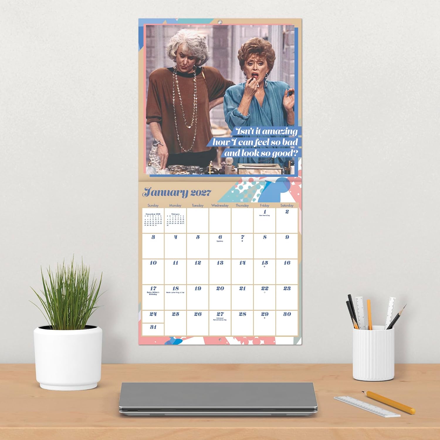 Detalle 1 de 2027 Golden Girls Wall Calendar, 16-Month Layout, 12" x 12