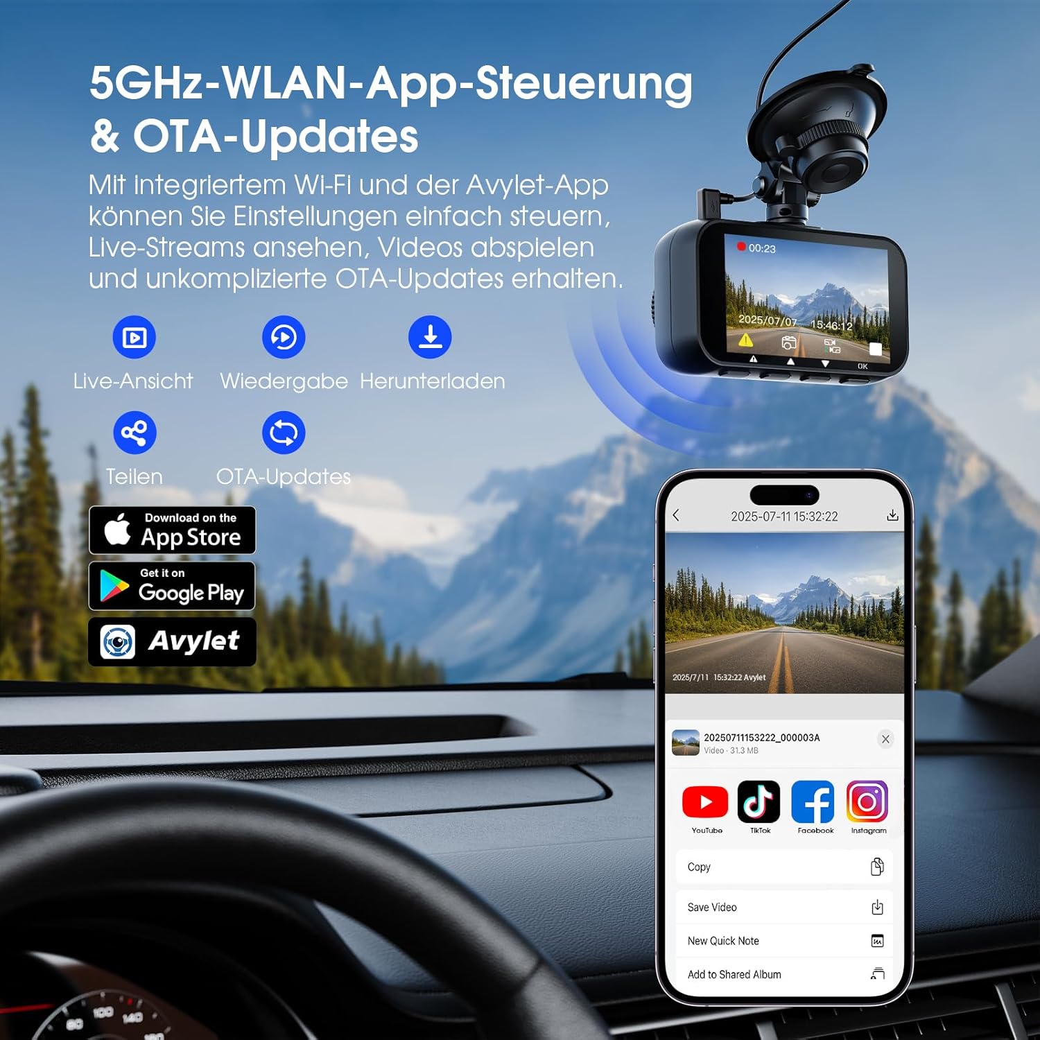 Thumbnail 3 de Avylet Dashcam 4K/2.5K+1080P mit ADAS