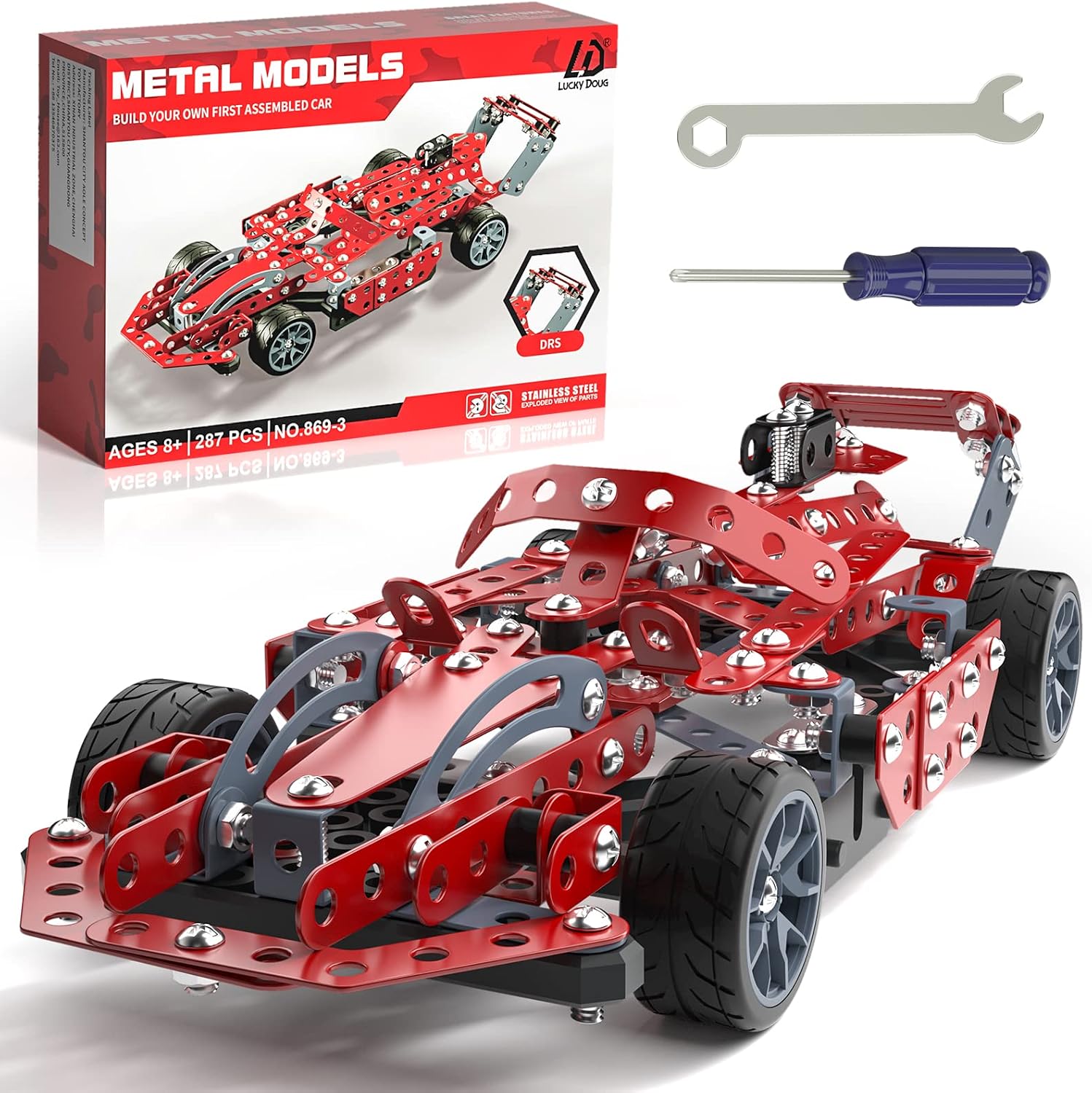 Detalle de Lucky Doug Building Kit Model Car Set (287-Piece STEM Project) for Kids Ages 8–12