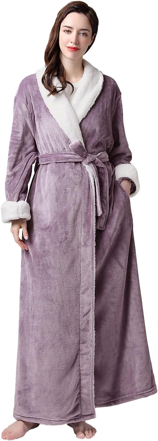 Detalle 2 de PUTUO Peignoir Femme polaire longue chaud pour l'hiver