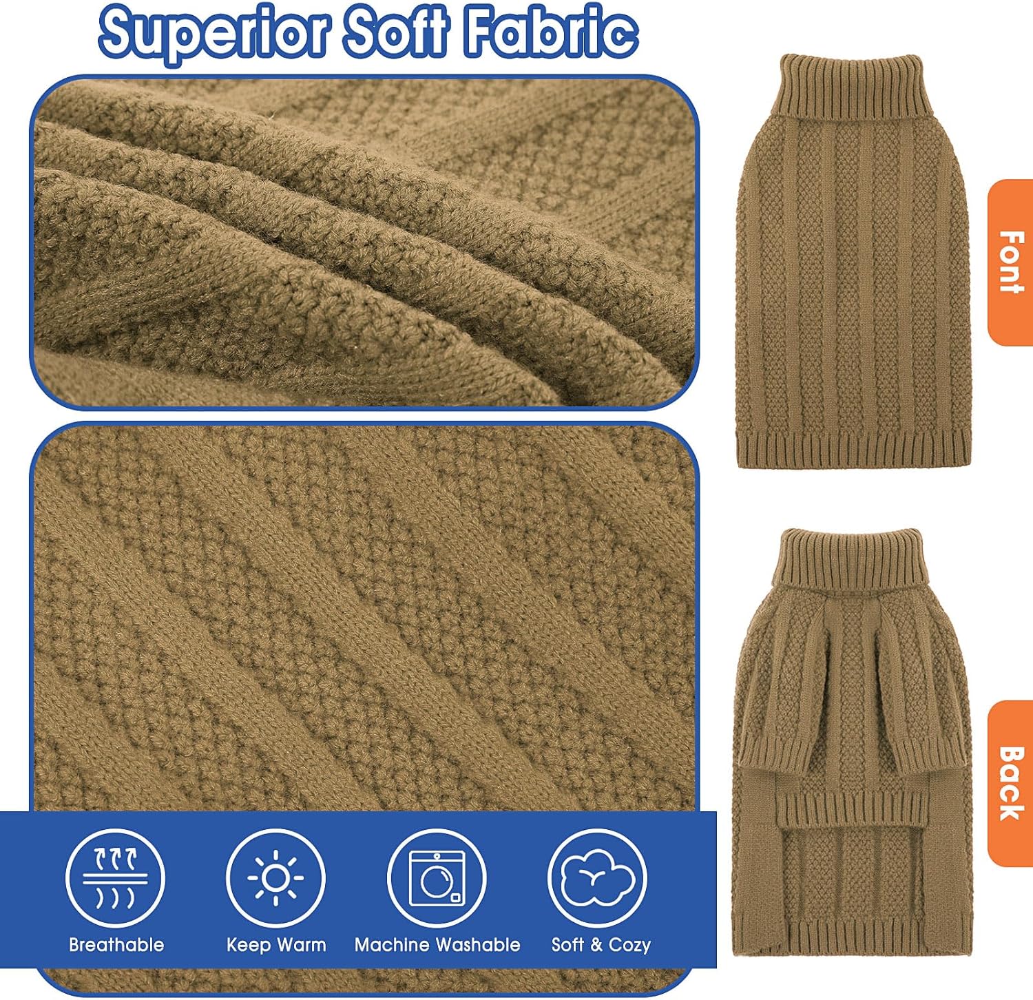 Detalle de Queenmore XL Dog Sweater XL warm turtleneck for retriever
