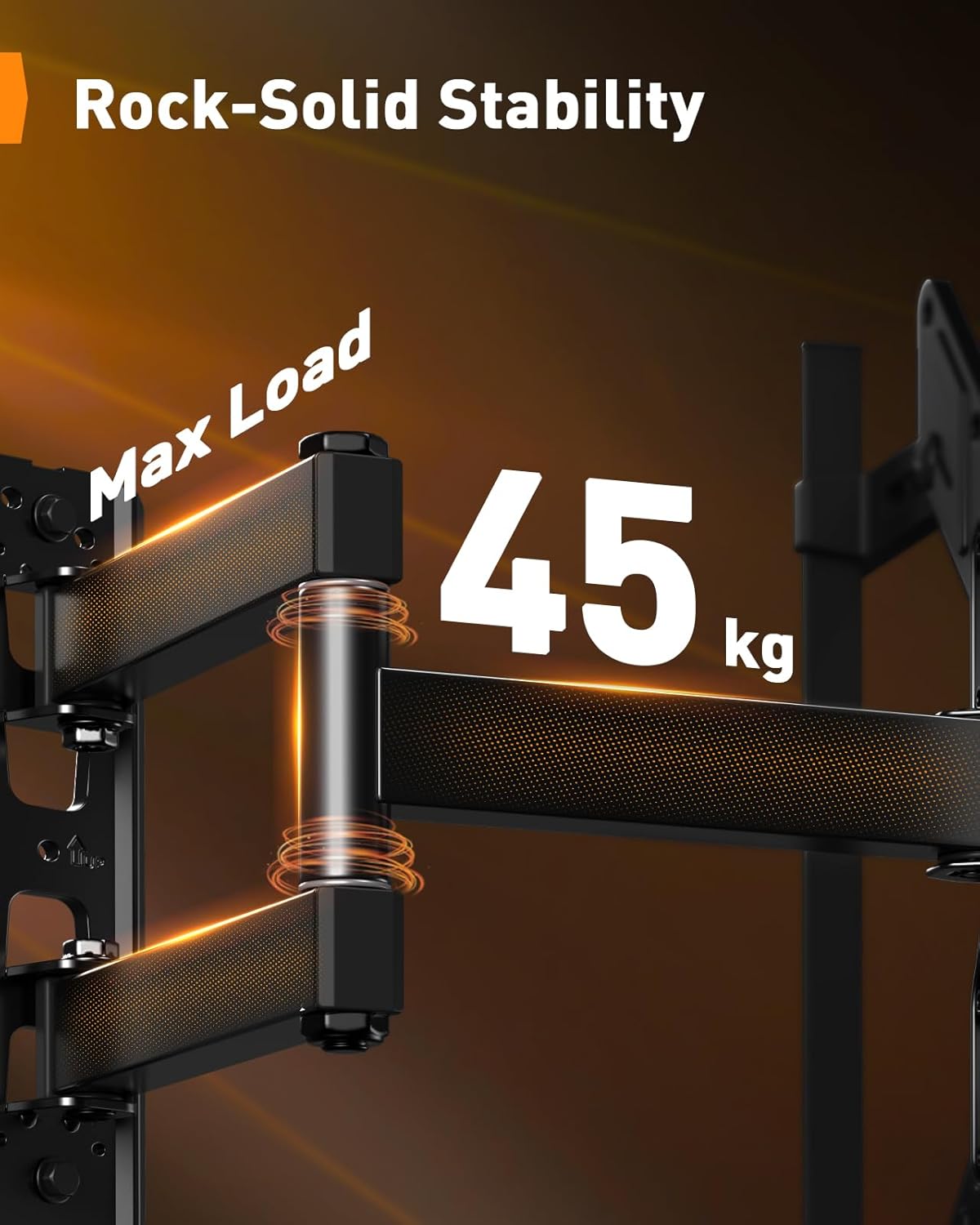 Detalle de Perlegear Support mural TV LED avec éclairage PGTVM79B – 25 à 60 pouces, 45 kg, inclinaison et pivot, éclairage synchronisé