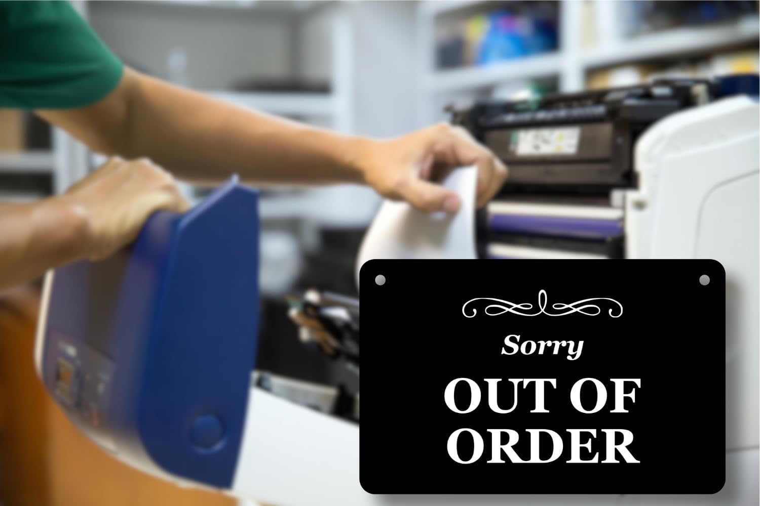 Detalle 2 de Stylish 'Sorry OUT OF ORDER' Hanging Plaque – Waterproof Acrylic Sign with Black Twine