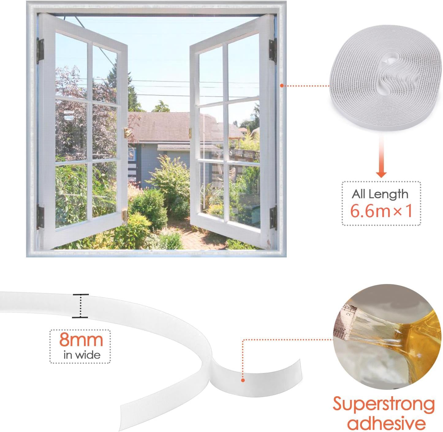 Thumbnail 1 de MYCARBON Moustiquaire de fenêtre sans perçage découpable (150 x 180 cm, blanc) avec bande auto-adhésive