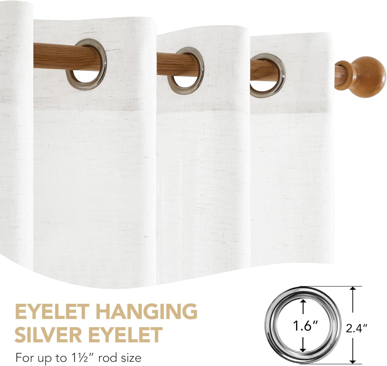 Thumbnail 5 de Deconovo Semi-Transparent Net Curtains: White Linen Sheer Voile, 2 Panels (55 x 54 Inches)