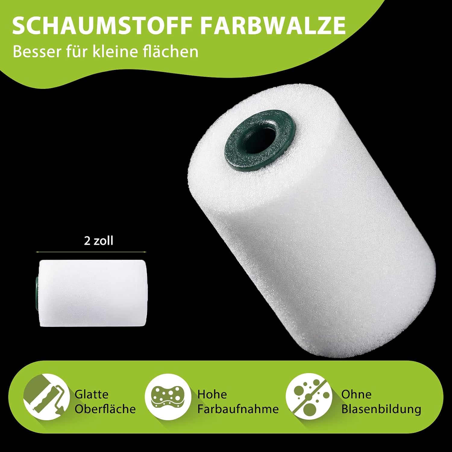 Detalle 2 de YiBaiBrush Farbroller Set Klein – 5 cm Schaumstoffwalze mit Farbwanne & Einsatz, ideal für Möbel, Schablonentechnik und Bastelarbeiten