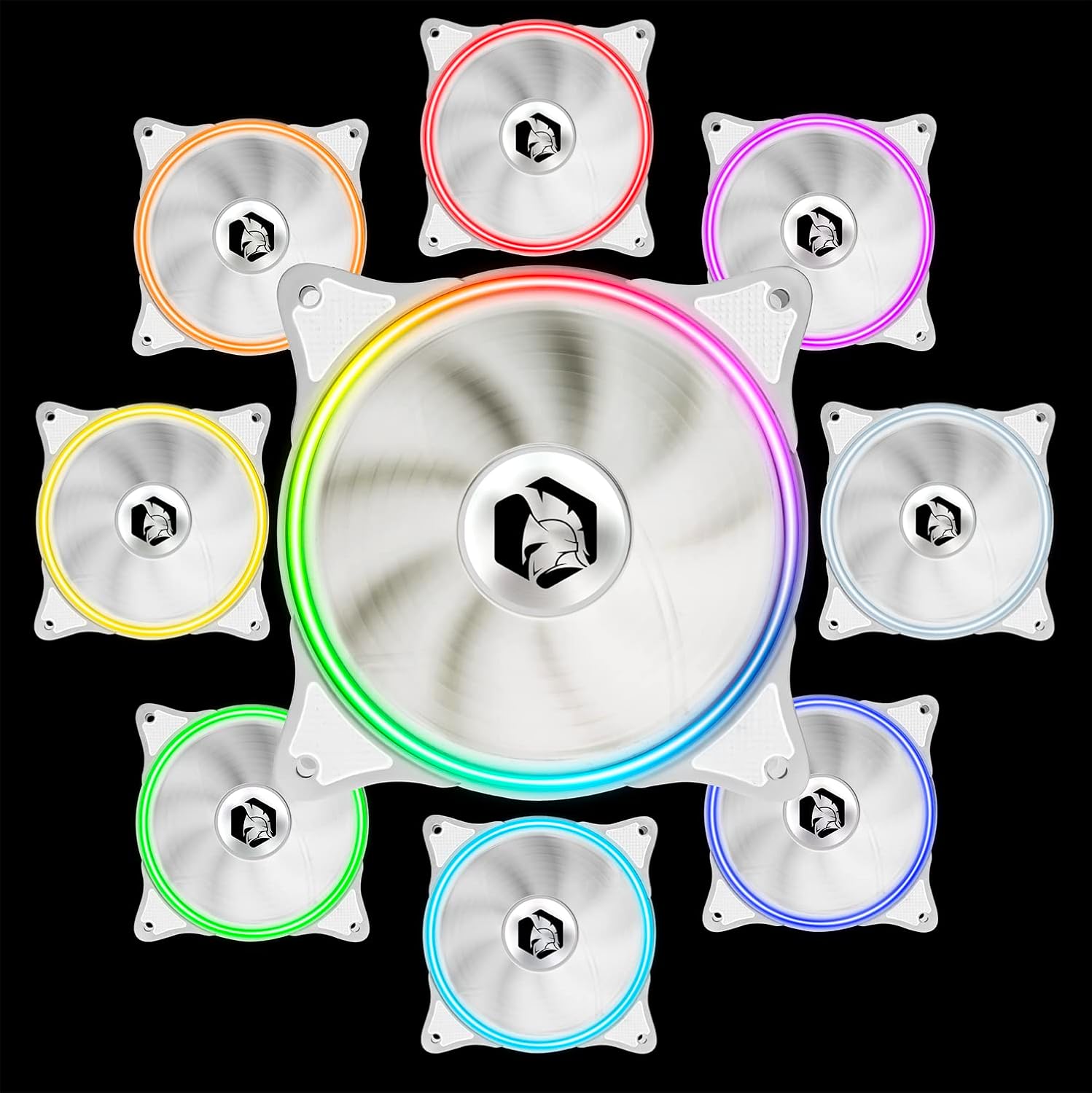 Thumbnail 5 de Empire Gaming Ventola da case per PC gamer 2x120 mm RGB indirizzabile PWM 3 pin 5V Dual Loop, bianco