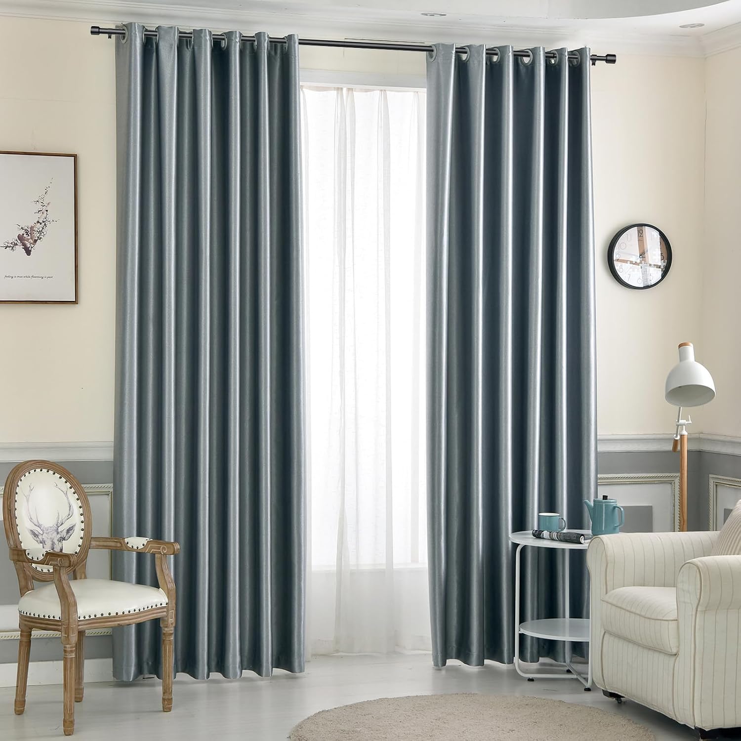 Detalle de Edidonson CR30120Bl2P 2-Pack Curtain Rods, 1-Inch Matte Black, 84–120-Inch