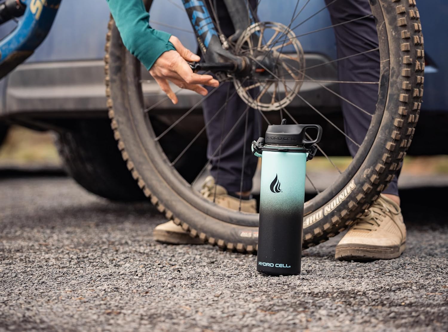 Thumbnail 5 de HYDRO CELL Stainless Steel Insulated Water Bottle 24oz with Straw – Teal/Black