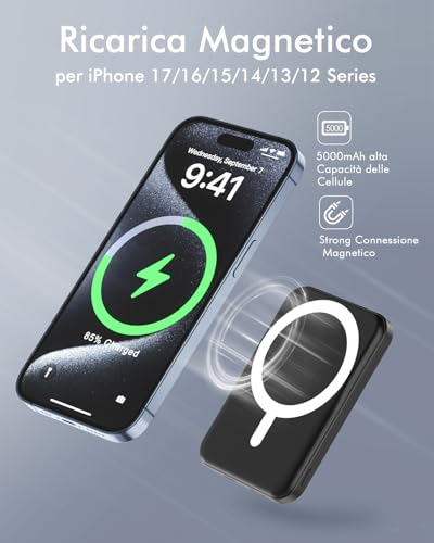 Thumbnail 4 de Podoru Power Bank per MagSafe 5000mAh: carica wireless magnetica compatta per iPhone