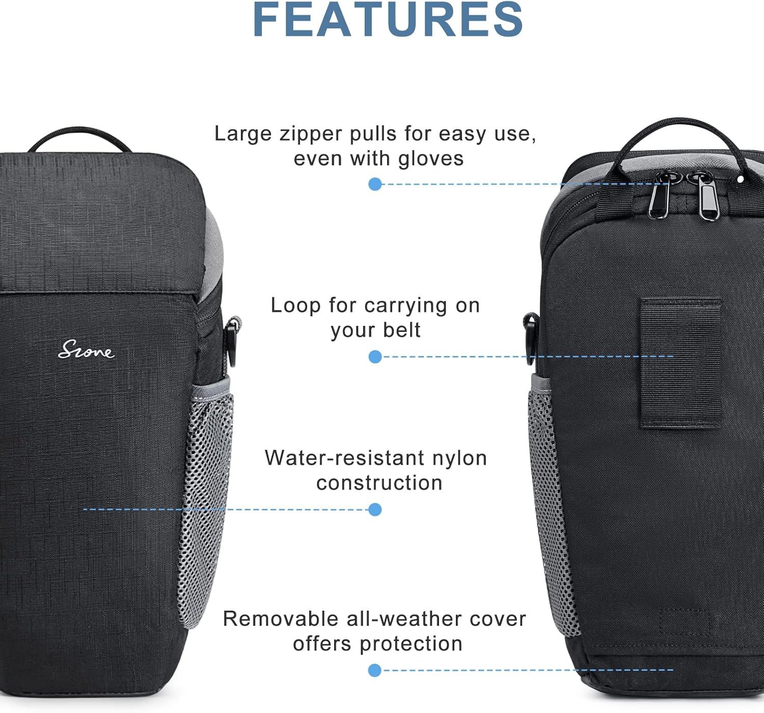 Detalle de S-ZONE Sac étanche pour appareil photo DSLR/SLR (5,5 x 11,8 x 3,75 pouces) avec housse toutes saisons