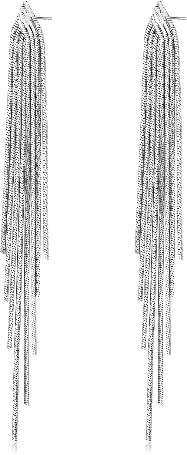Detalle de Boucles d’oreilles longues gouttes en cristal autrichien Clearine (ton d’argent) à strass