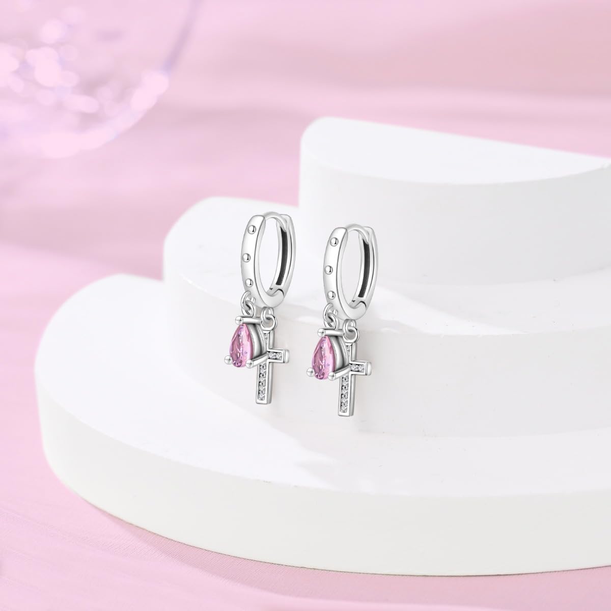 Thumbnail 4 de ChenYuTe S925 Silber Reifen-Ohrringe mit Zirkonia – elegante Hänge-Ohrringe für Frauen