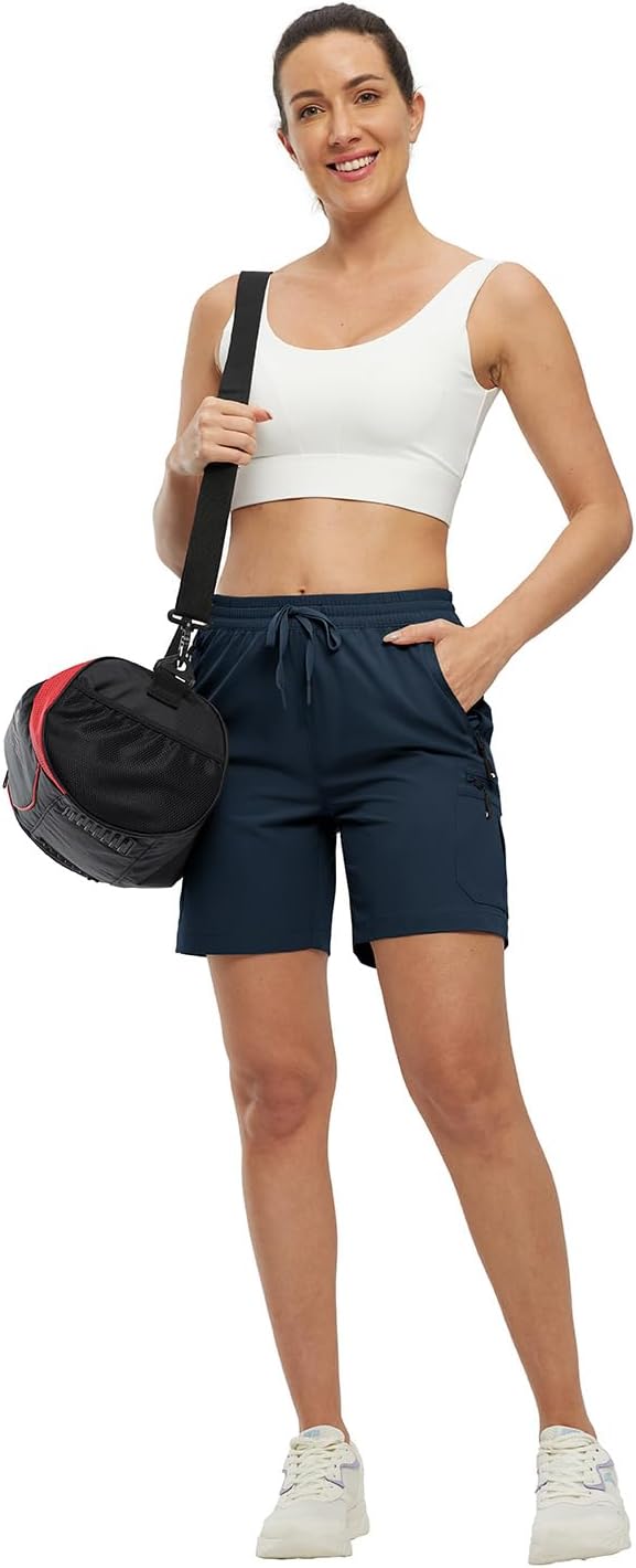 Thumbnail 5 de BASUDAM Women's Athletic Shorts: Quick Dry Cargo with Zipper Pockets